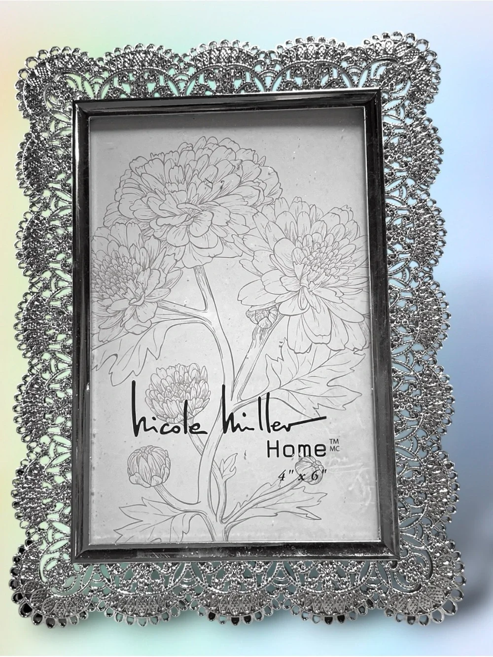 Lovely Nicole Miller Silver Filigree Picture Frame Very Ornate